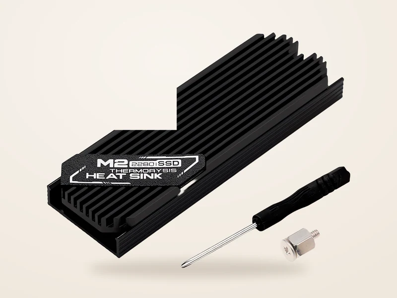 Алюминиевый радиатор для SSD M.2 с термопрокладками и отвёрткой