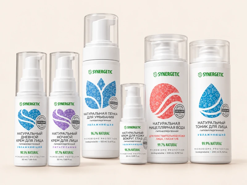 Подарочный набор SYNERGETIC для ухода за лицом, 6 предметов