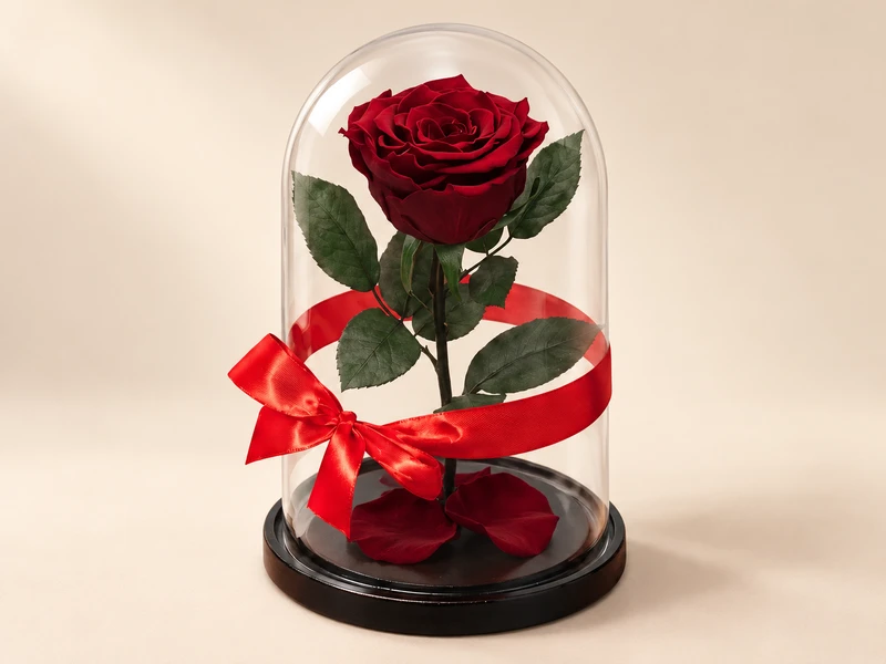 Бордовая роза в колбе GIFT4YOU Premium